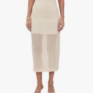 NEW ZARA light mint green pastel  Satin Slit Leg Maxi Skirt M